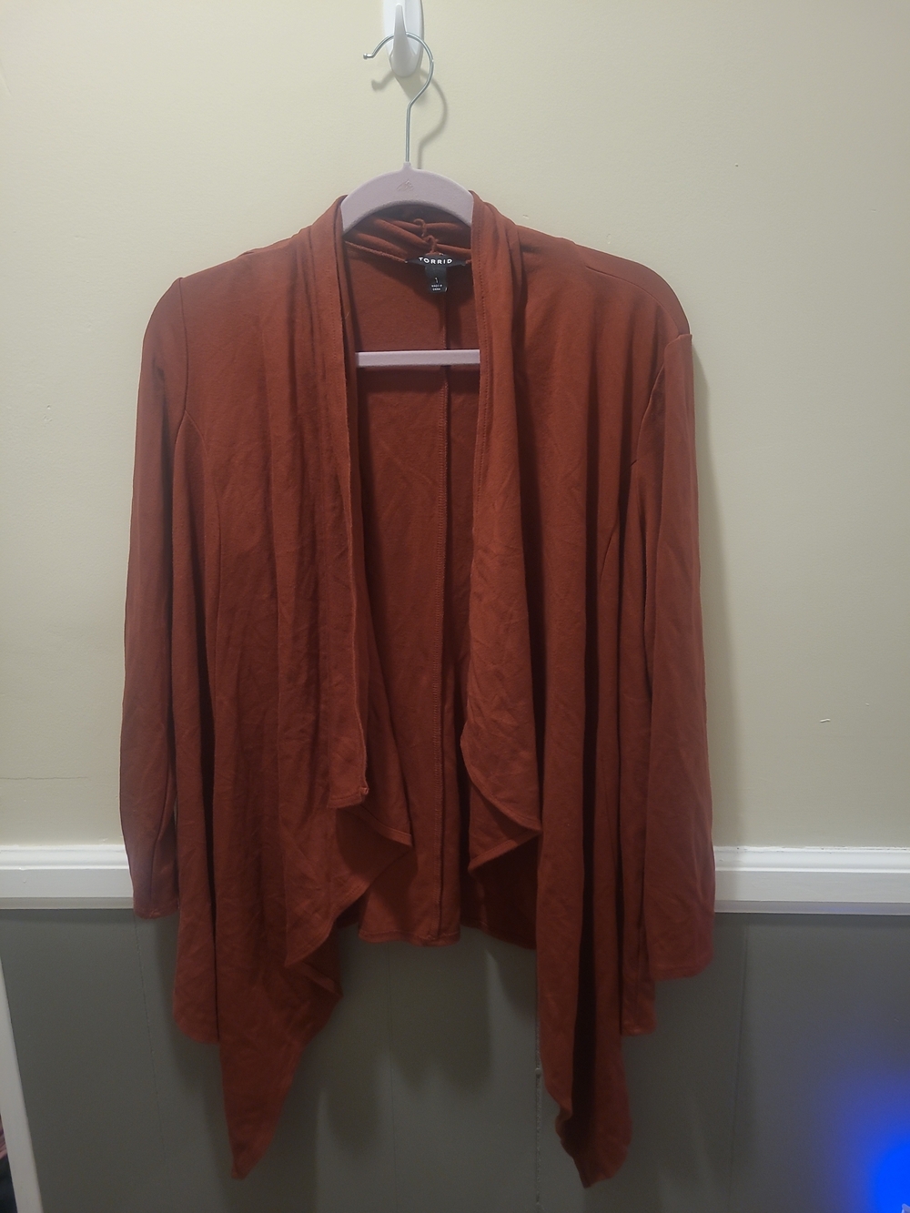 Torrid Womens Drape Front Waterfall Cardigan Size 1 Brown Shawl Collar